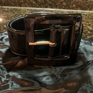 Yves Saint Laurent Black Patent-leather Belt.